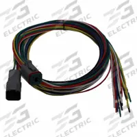 SPEED WIRING PRODUCTS Connector: Deutsch DT, 6 Poles, 72 in Wire Lead Lg, 13 A, 50V DC (MPN HG-06-7272). Key specifications — Wire Type: TXL Thin-Wall Cross-Linked Automotive Wire (SAE-J1128); Brand: SPEED WIRING PRODUCTS; Number of Poles: 6; Voltage Rating: 50V DC; Wire Jacket Material: Cross-Linked Polyethylene; Current Rating: 13 A; Wire Color: Red; Kit Contents - Description: (1) Receptacle with Male Contacts.