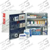 FIRST AID ONLY First Aid Kit and Housing: 669 Components, ANSI/ISEA Z308.1-2015, Type I/II, Class A (MPN 90574). Key specifications — ANSI Standard Met: ANSI/ISEA Z308.1-2015; Adhesive Bandages Included: (110) Bandages; Oral and Inhalant Medicinals Included: (100) Non-Aspirin Pain Relievers; Topical Medicinals Included: (10) Hand Sanitizers; Wound Dressings Included: Tape; Unitized: Unitized.