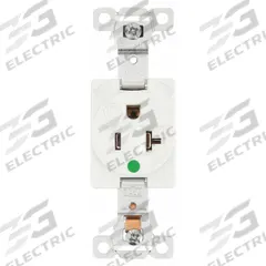 BRYANT Receptacle: Hospital Grade, Single, 5-20R, White, 125V AC, 20 A, 2 Pole / 3 Wire (MPN 8310W)