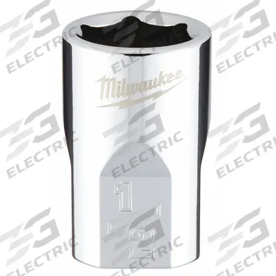 MILWAUKEE Standard Socket: SAE, 3/8 in Drive Size, 1/2 in Socket Size, 6-Point, Std - Anti-Roll Hand Sockets