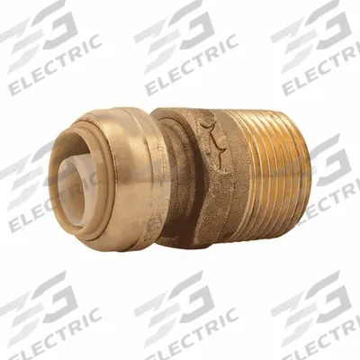 SHARKBITE Push-Fit Adapter Fitting: 3/4 in Pipe x 1 in Pipe Size - Standard Brass Push-to-Connect Tube Fittings