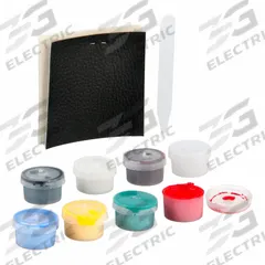 RESTOR-IT Leather and Vinyl Repair Kit: Black/Blue/Brown/Green/Red/White/Yellow (MPN 18081). Key specifications — Compatible with Product Type: Leather; Includes: Directions; Product Type: Leather and Vinyl Repair Kit; Color: Black/Blue/Brown/Green/Red/White/Yellow; Brand: RESTOR-IT.