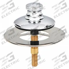 WATCO Drain Stopper: Plastic/Stainless Steel, Chrome-Plated, 2 7/8 in Overall Dia, Push and Pull (MPN 48751-PP-CP). Key specifications — Color: Silver; Material: Plastic.
