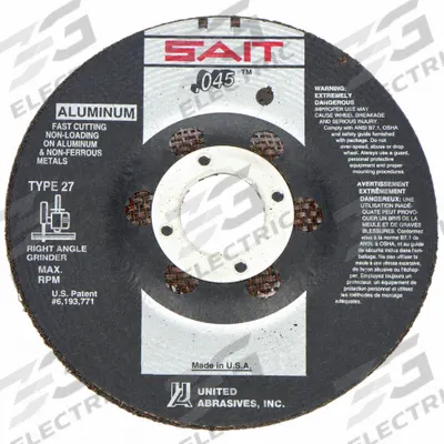 UNITED ABRASIVES-SAIT Depressed Center Cut-Off Wheel: Type 27, 7" x 0.045" x 7/8", Aluminum Oxide - General Purpose Cut-Off Wheels for Soft Metals