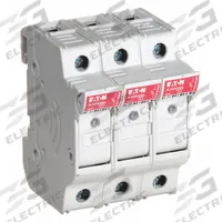 BUSSMANN Fuse Block: Finger-Safe, 3 Pole, 600 V AC, DIN Rail Mounting, Box Lug Termination (MPN CHM3DIU). Key specifications — Brand: BUSSMANN.