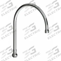 CHICAGO FAUCETS Spout: Spout, Gooseneck, Swivel Spout, Brass, Polished Chrome, Laminar, UNEF (MPN GN10BSWGJKABCP). Key specifications — Includes: Mounting Hardware; Product Type: Spout; Spout Style: Swivel; Body Material: Brass; Color/Finish: Polished Chrome; Brand: CHICAGO FAUCETS.