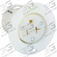 HUBBELL Flanged Receptacle: Single, 6-20, White, 250V AC, 20 A, 2 Pole / 3 Wire (MPN HBL5479C)