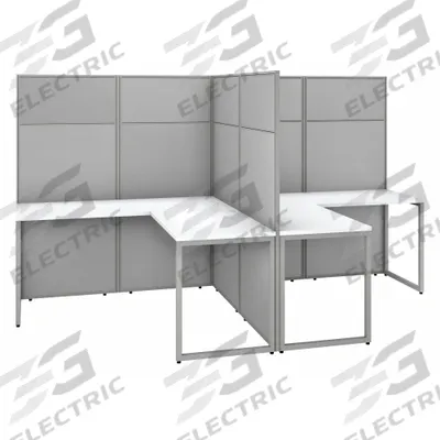 BUSH BUSINESS FURNITURE Modular Cubicle Workstation: 66 in Overall Ht, 60 in Overall Wd - Office Cubicles with Privacy Panels