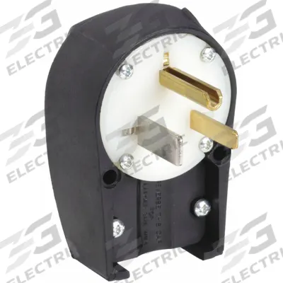 BRYANT Straight Blade Plug: 5-50P, 125V AC, 50 A, 2 Pole, 3 Blade, Black (MPN 9550ANPB) - Angled Plugs