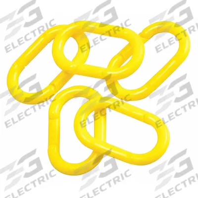 APPROVED VENDOR Chain Link for Plastic Chain Barrier: Yellow, 50 4/5 mm Overall Lg - Master Chain Links for Plastic Chain Barriers