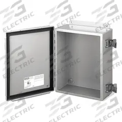 HOFFMAN Enclosure: 304 Stainless Steel, 8 in x 6 in x 4 in, NEMA 12/3R/4/4X, Solid Cover, Clamp On (MPN A8064NFSS). Key specifications — Brand: HOFFMAN; Closure Method: Clamps; Enclosure Material: 304 Stainless Steel; Knockouts: Not Included.
