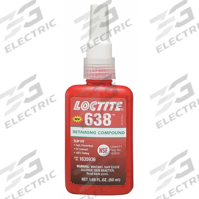 LOCTITE Retaining Compound: 638, 1.7 fl oz, Bottle, Green - Loose-Fitting Parts Retaining Compounds