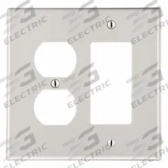 HUBBELL Wall Plate: Combo, 2 Gang, Almond, Midsize Size (MPN PJ826LA). Key specifications — Brand: HUBBELL; Material: Polycarbonate.