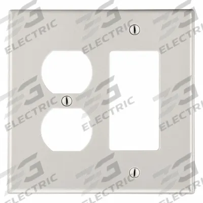 HUBBELL Wall Plate: Combo, 2 Gang, Almond - Combination Wall Plates