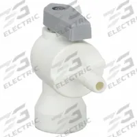 PARKER Manual Two-Way Ball Valve: 1/4 in, Polypropylene, Angle, Barb x FNPT, One-Piece, Lever (MPN PBPP4VFE4). Key specifications — Brand: PARKER; Handle: Lever.
