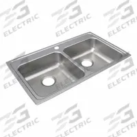 JUST MANUFACTURING Bowl Drop-In Sink: 33 in Overall Lg, 19 1/2 in Overall Wd, 6 in Bowl Dp, 2 Bowls (MPN DLFADA1933A604-J). Key specifications — Brand: JUST MANUFACTURING; Color Family: Silver/Gray.