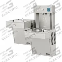ELKAY Bi-Level Drinking Fountain with Bottle Filler: On-Wall, 38 13/16 in Ht, 36 1/8 in Dp, Gray (MPN LVRCTL8WSK). Key specifications — Housing Color: Gray; Brand: ELKAY; Vandal Resistant: Vandal Resistant; Housing Material: Stainless Steel; Refrigeration: Refrigerated.