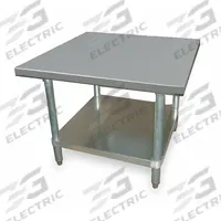 APPROVED VENDOR Work Table: Fixed Ht, Stainless Steel, 24 in x 24 in, 600 lb Overall Load Capacity (MPN 2KRE3). Key specifications — Brand: APPROVED VENDOR; Unit Type: Not Expandable or Modular.