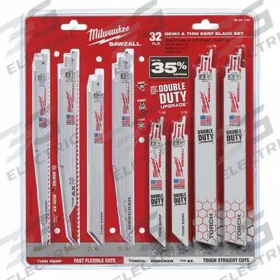 MILWAUKEE Reciprocating Saw Blade Set: 32 Pieces, Reciprocating Saw Blade Set - Reciprocating Saw Blade Sets