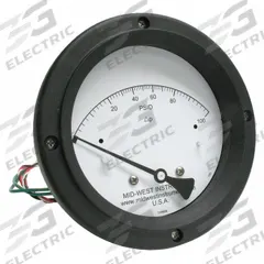 MIDWEST INSTRUMENT Differential Pressure Gauge & Switch: Back, 1/4 in NPT Female, 120, 4 1/2 in Dial (MPN 120AC-00-O-AA-100P). Key specifications — Sensor Type: Piston; Series: 120; Housing Material: Aluminum; Certificate of Calibration: Not Included; Gauge Accuracy: ±3-2-3%.