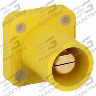 HUBBELL Single Pole Receptacle: Yellow, Straight Taper Nose Mating, Threaded Stud Termination - Receptacles with Threaded Stud Terminations