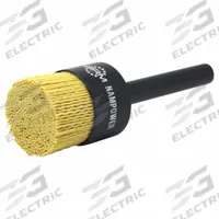 NAMPOWER End Brush: Crimped Ceramic, 1 1/2 in Dia, 0.04 in Fill Dia, 1/2 in Shank, 80 Grit (MPN AEB11210080). Key specifications — Brand: NAMPOWER BRUSH.