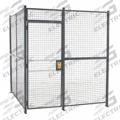 WIRECRAFTERS Partition Cage: 8 ft W x 8 ft D 8 ft H, Gray, 4 Sides, Enamel - WireCrafters Woven-Wire