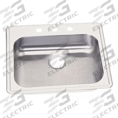 ELKAY Bowl Drop-In Sink: 25 in Overall Lg, 21 1/4 in Overall Wd, 5 1/4 in Bowl Dp - One-Bowl Counter-Mounted Kitchen & Bar Sinks without Faucets