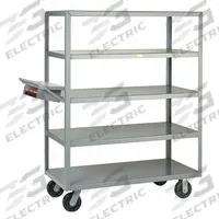 LITTLE GIANT Utility Cart: 3,600 lb, 5 Shelves, 64 in L x 24 in W x 64 in H Overall Dim, Flat (MPN 5M-2448-6PH-WSP). Key specifications — Caster Wheel/Tread Material: Phenolic; Brand: LITTLE GIANT; Caster/Wheel Configuration: (2) Swivel.