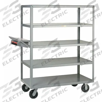 LITTLE GIANT Utility Cart: 3,600 lb, 5 Shelves, 64 in L x 24 in W x 64 in H Overall Dim - Order-Picking Utility Carts with Flush Metal Shelves