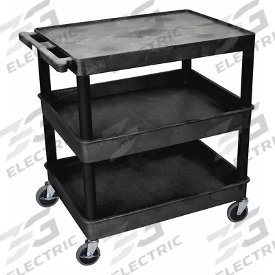 APPROVED VENDOR Utility Cart: 400 lb, 3 Shelves, 32 in L x 24 in W Self, Black - General Purpose Utility Carts