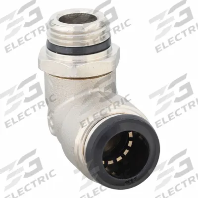 AIGNEP USA Push-Fit Elbow Fitting: 12 mm OD x 3/8 in Pipe Size, Brass, Silver - Nickel-Plated Brass Tube Fittings