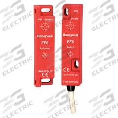 HONEYWELL Magnetically Actuated Safety Interlock Switch: FF6 Series, 1NC, 9.84 ft Cable Lg (MPN FF6-10-AC-03). Key specifications — Brand: HONEYWELL; Series: FF6; Termination Type: Pre-Cabled.