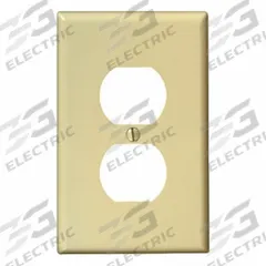 LEVITON Wall Plate: Duplex Outlet, 1 Gang, Ivory, Midsize Size (MPN PJ8-I). Key specifications — Brand: LEVITON; Material: Nylon.