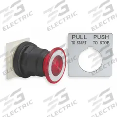 SCHNEIDER ELECTRIC Mushroom Head Push Button: Red, 30 mm Mounting Size, Non-Metallic (MPN 9001SKR8R). Key specifications — Brand: SCHNEIDER ELECTRIC; Action: Maintained/Momentary; Series: 9001SK; Push Button Material Type: Non-Metallic.