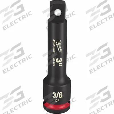 MILWAUKEE Impact Extension: 3/8 in Input Drive Size, 3/8 in Output Drive Size, 3 in Overall Lg - 3/8" Drive Impact Socket Extensions