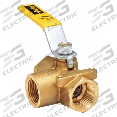 APPROVED VENDOR Manual Three-Way Ball Valve: 3/4 in, Brass, L Flow, FNPT x FNPT x FNPT - L-Port Brass Ball Valves