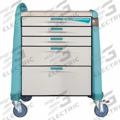 CAPSA HEALTHCARE Anesthesia Cart: Polymer, (1) Swivel with Brake/(3) Swivel, Green, 5 Drawers (MPN AM-AN-CMP-ALOK-G). Key specifications — Material: Polymer; Brand: CAPSA HEALTHCARE; Caster/Wheel Configuration: (1) Swivel with Brake; Cabinet Color: Green.