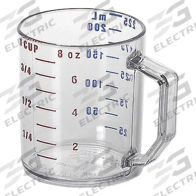 CAMBRO Measuring Cup: Dry/Liquid, 1 C Capacity, Polycarbonate, Clear, 3 1/2 in Overall Lg - Plastic Measuring Cups