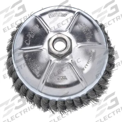 WEILER Cup Brush: Twisted Steel, 6 in Dia, 0.023 in Fill Dia - Heavy-Cleaning Brushes for Contoured Carbon Steel Surfaces