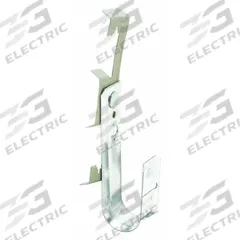 NVENT CADDY J-Hook Clamp: Clip-On with Locking Latch, 3/4 in Max. Bundle Dia., Galvanized Steel (MPN CAT124Z34). Key specifications — Material: Galvanized Steel; Includes Locking Latch: Yes; Color: Silver; Brand: NVENT CADDY; Mounting Location: Wire; Mounting & Attachment (subhead): Clip-On with Locking Latch.