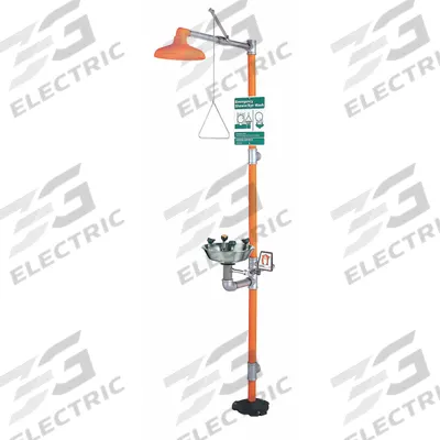 GUARDIAN EQUIPMENT Shower with Eyewash: Floor Mnt, Uncovered, Stainless Steel Bowl - Floor-Mount Showers with Eyewash
