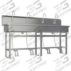 SANI-LAV Wash Station: 45 in Overall Ht, 77 in Bowl Lg, 8 in Bowl Dp, 2 gpm Flow Rate, 16 ga (MPN 58FSL). Key specifications — Includes Side Splash: Side Splash Not Included; Brand: SANI-LAV.
