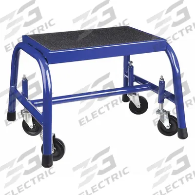 APPROVED VENDOR Step Stool: 13 in Overall Ht, 300 lb Load Cap, 1 Steps, Steel - Rolling Step Stools