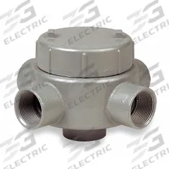 Conduit Outlet Body: Iron, GE, 1 in Trade Size, XAT Body, 19 cu in Body Capacity (MPN GECXAT-3M). Key specifications — Series: For Standard Body; Compatible Conduit Trade Size: 1 in; Thread Gender: Female; Hub Style: Threaded; Body Style: XAT; Connection Type: Threaded; Back Type: Flat; Hazardous Location: Yes.