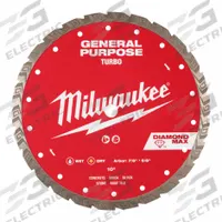 MILWAUKEE Diamond Saw Blade: Block/Brick/Concrete/Pavers/Roof Tile, 10 in Blade Dia., Wet/Dry, Turbo (MPN 49-93-9110). Key specifications — attr1097734: Wet/Dry; attr1097738: Masonry Saw; attr1097751: MILWAUKEE.