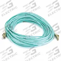 MONOPRICE Fiber Optic Patch Cord: Multi-Mode, 20 m Lg, LC End 1, LC End 2, Aqua, PVC, 2 Fiber Count (MPN 7623). Key specifications — Fire Rating: Riser; Jacket Material: PVC; Number of Fibers: Duplex; Brand: MONOPRICE; _Fiber Optic Cable Style: 50/125µ OM4.