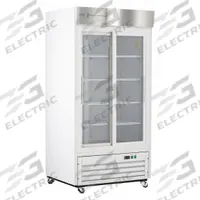 AMERICAN BIOTECH SUPPLY Lab Refrigerator: 33 cu ft, Upright, 1°C to 10°C, 33 1/4 in Overall Dp, Temp (MPN ABT-HC-LS-33). Key specifications — Door Opening Style: Sliding; Color: White; Alarm Type: Temperature; Manufacturer Part Number: ABT-HC-LS-33; Brand: AMERICAN BIOTECH SUPPLY; Product Type: Lab Refrigerator; Door Type: Sliding Glass; Refrigerant Type: R-290.