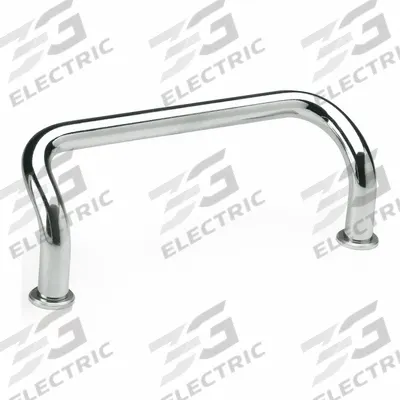 JW WINCO Pull Handle: Threaded Holes, Steel, Silver, 4.72 in Mounting Hole Center to Center - Load-Rated Offset Pull Handles