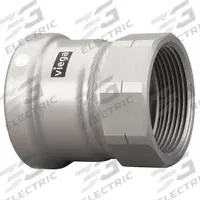 VIEGA MEGAPRESS Crimp Adapter Fitting: 2 1/2 in Pipe Size, Press-fit x FNPT, Steel, FKM (MPN 26655). Key specifications — Brand: VIEGA MEGAPRESS.